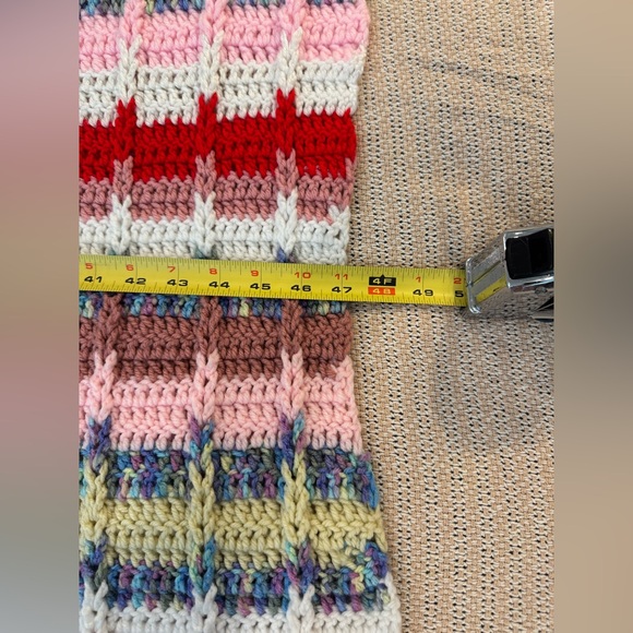 Homemade Crochet Multicolor Lap Blanket 47”x48” - Picture 4 of 8